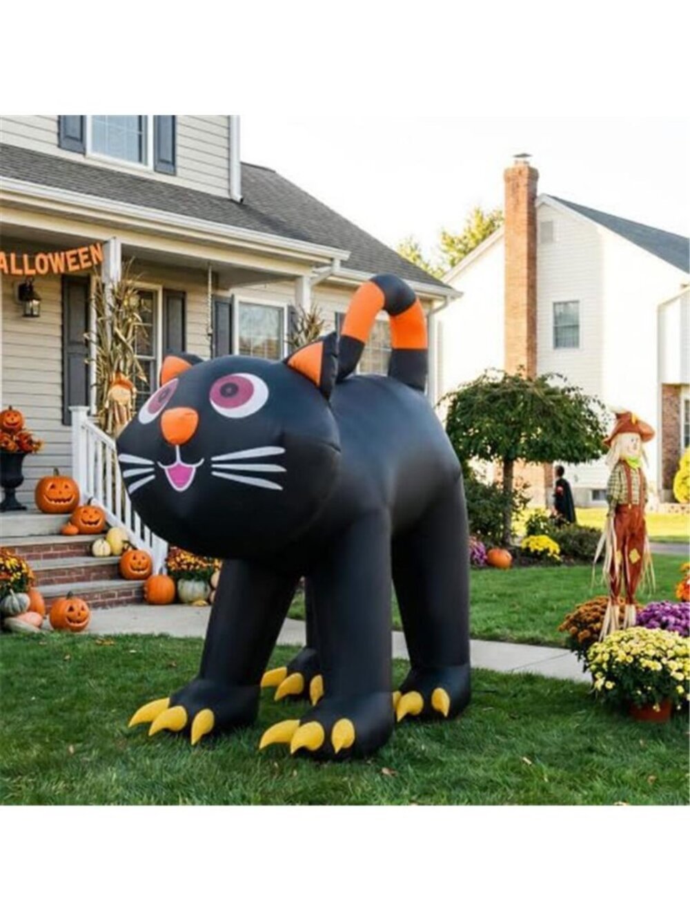 5.91 FT Halloween Inflatables Yard Decor Outdoor Black Cat with LED Lights